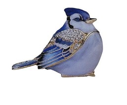 Jeweled Pewter Blue Jay Bird Hinged Trinket Ring Jewelry Box by Terra Co... - $26.71