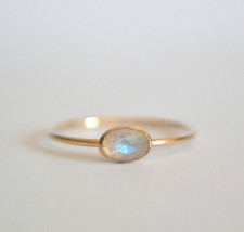 Natural Moonstone Ring, Women Ring, Sterling Silver, Minimalist Ring Women - £50.47 GBP