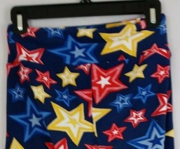 Lularoe One Size Leggings Blue With Yellow, Red, &amp; Blue Star Designs - $10.88