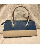 Trina Turk Colorblock Satchel W/ Shoulder Strap Vegan Leather Blue and T... - $29.70