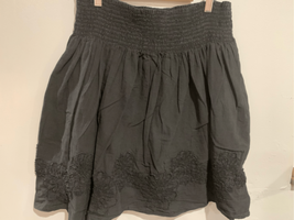 A line Embroidered Knee Length Skirt-Studio M-Black XLarge Shirred EUC W... - $15.05
