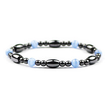 Fashion Energy Hematite Magnetic Bracelets Men Nature Silver color Hematite Char - £12.30 GBP