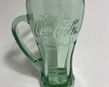 Coca-Cola Glass With Handle Embossed 16 Oz Heavy Clear Green 6.25&quot; Glass... - £11.92 GBP