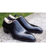 New Handmade Men&#39;s Black leather formal Shoes, Men lace up Whole cut shoes - $167.30+