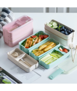 Lunch Box Wheat Straw Bento Food Storage Container Foodbox 900ml Portabl... - $148.25 MXN