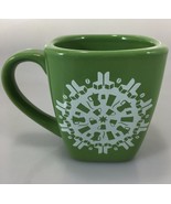 Starbucks Green Square Coffee Mug 2004 Snowflakes of Cups Chairs Percola... - £22.08 GBP