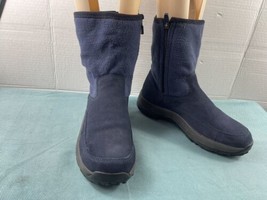 LL Bean Womens Shoes Blue 7.5 M Suede Lined Slip On Zipper Winter Snow B... - $27.54