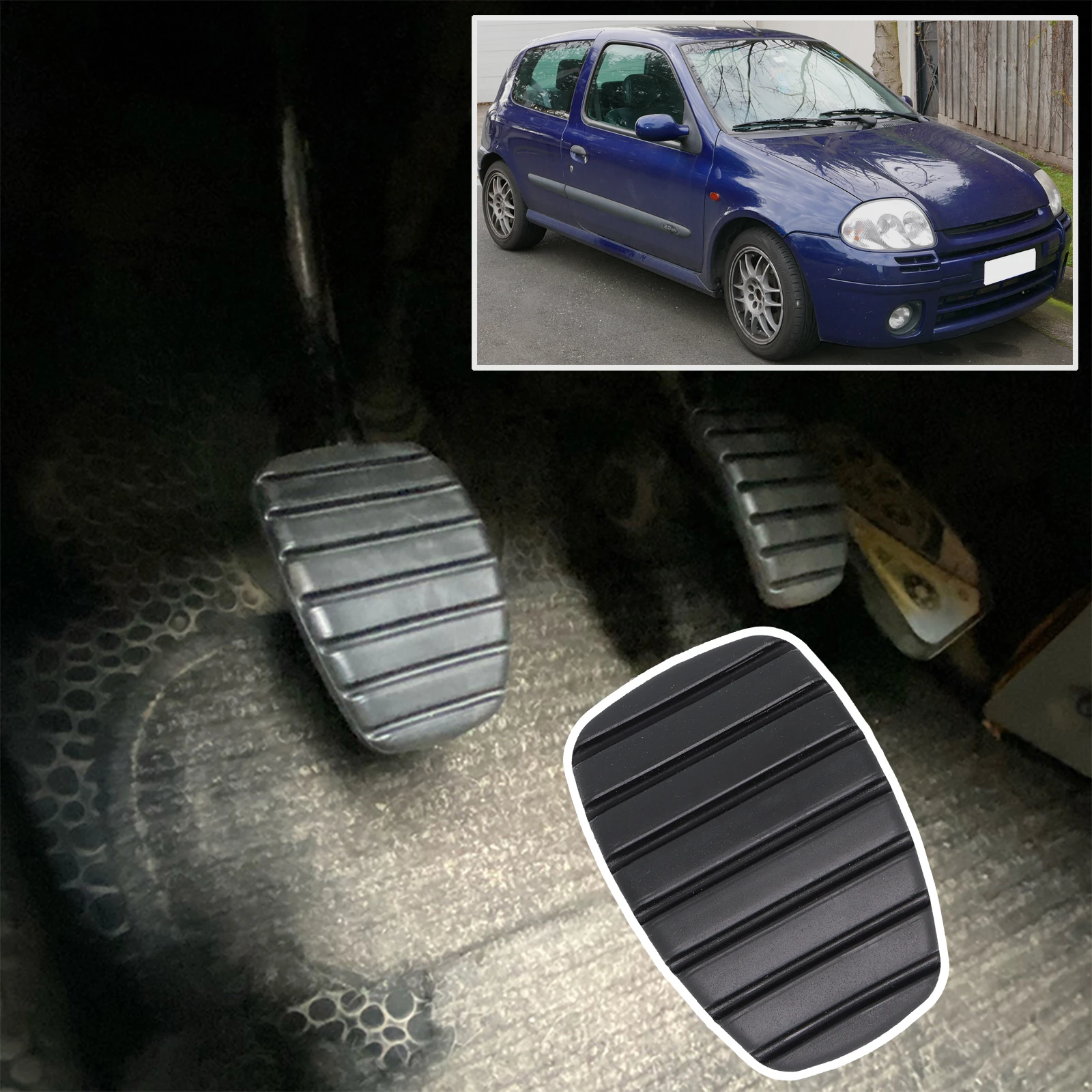 Car Rubber Brake Clutch Foot Pedal Pad Covers For Renault Clio 2 3 4 BB ... - £9.02 GBP+