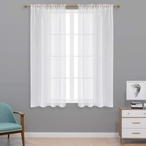 White Solid Sheer Curtain 2 Pcs\. 52 X 72 Inch Length Living Room And Bedroom - £35.37 GBP