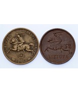 Lithuania 2-Coin Set 1936 2 Centai (AU) &amp; 1925 5 centai (XF - €54,51 EUR