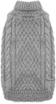 Cyeollo Gray Knit Pullover Turtleneck Dog Sweater with Sparkly Sequins - Size: L - £9.13 GBP