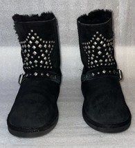 UGG Black Boots Adrianna Stars Classic Short Youth Size 4Y - £38.76 GBP