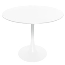 LeisureMod 31&quot; Round Dining Table, Modern MDF Top &amp; White Iron Pedestal ... - $234.22