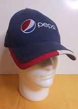 Pepsi Logo Baseball Hat Cap Red White Blue Soda Gear Adjustable Strap Very Good - £7.86 GBP
