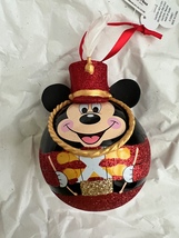 Disney Parks Red Nutcracker Mickey Mouse Glass Ball Ornament NEW
