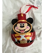 Disney Parks Red Nutcracker Mickey Mouse Glass Ball Ornament NEW - £51.07 GBP