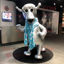 Silver Steak mascot costume character dressed with a Leggings and Scarf clips - £968.20 GBP