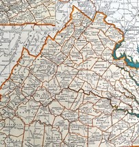 Virginia North America Map 1935 United States 14 x 11&quot; Chesapeake LGAD99 - $49.99