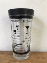 Vtg Mid Century Rubber Topped Measuring Glass Mixed Drink Recipes Tumbler Shaker - £31.96 GBP
