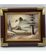 Vintage Markwood Original Oil Painting Winter Landscape Wood Brass Frame... - $102.03 CAD