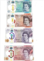 £15 British Pounds Total, £5+ £10, £20, £50 England Notes, Q.E.Ii, Real Currency - £130.00 GBP