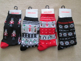 Lot of Four NWT Women&#39;s Christmas Socks Fits Shoe Size 4 - 10 by Holiday... - $10.95