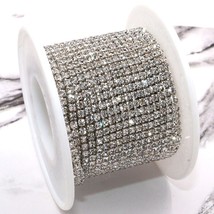 Clothing Accessories 10Yards/Roll Gl Crystal Rhinestones Sliver Base Cup Chain D - £55.86 GBP