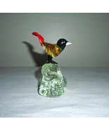 Art Glass Exotic Bird On Free Form Glass Rock Figurine - £19.33 GBP