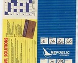 Republic Airlines Ticket Jacket 1983 Las Vegas to Burbank Crossword Puzzle - £14.22 GBP