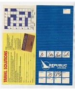 Republic Airlines Ticket Jacket 1983 Las Vegas to Burbank Crossword Puzzle - £13.95 GBP