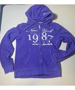 Aeropostale Full Zip Hoodie New York 1987 Women’s L Purple - $548.24 MXN