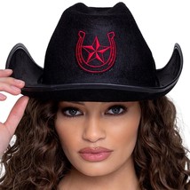 Cowgirl Hat Horseshoe Star Patch Chinstrap Cowboy Festival Costume Black... - £19.54 GBP