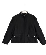 Jane Ashley Casual Women&#39;s XL Full-Zip Black Quilted Jacket Coat Classic... - $26.46 CAD