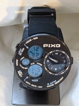 Pixo PX-5 SBBK-08 Black Genuine Men&#39;s Digital Analog Large Watch 5 ATM Mint - £212.47 GBP