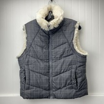 Big Chill Puffer Vest Sz Large Womens Gray Plaid Beige Sherpa Fur Trim J... - £9.98 GBP
