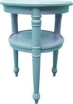 Side Table TRADE WINDS PROVENCE Traditional Antique Round Aqua Painted Blue - $829.00