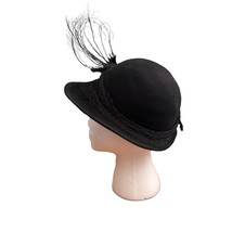 Vintage Black Elanore Mahoney Evening Feather Hat 1950&#39;s - £31.64 GBP