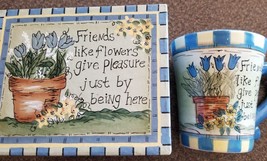 Friends Like Flowers Give Pleasure Just By Being There Mug w/Matching Gi... - $22.44
