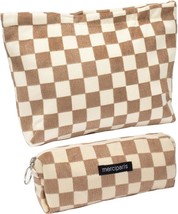 2 Pcs Small Makeup Bag Checkered Cosmetic Bag and Makeup Brush Storage Bag Mini  - £18.53 GBP