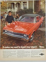 1969 Print Ad Chevrolet Nova 2-Door Red Car with Black Vinyl Top Chevy - £16.33 GBP