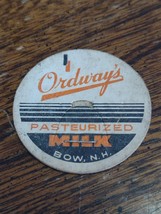 Milk Bottle cap dairy farm advertising label vtg Ordways Bow New Hampshi... - $75.95 MXN