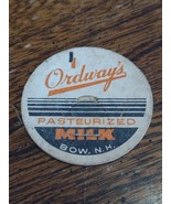 Milk Bottle cap dairy farm advertising label vtg Ordways Bow New Hampshi... - $3.99