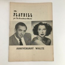 1954 Playbill The Broadhurst Theatre Present Kitty Carlisle in Anniversary Waltz - £11.34 GBP