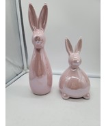 Pier 1 Imports Pink Mod Ceramic Bunny Rabbit  set of 2 - $474.22 MXN