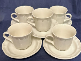 Mikasa French CountrySide White Cups + Saucers 5 Cups 5 Saucers - £25.94 GBP