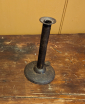 Antique Primitive Iron Hog Scraper Push Up 7&quot; Tall Candlestick Holder Ma... - £50.10 GBP