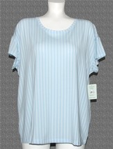 Tommy John Second Skin Luxe Modal Blue Tone on Tone Stripes Pajama Top W... - $24.99