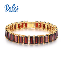 Natural Red Garnet Bracelet S925 silver fine jewelry for women mom precious gift - £239.79 GBP