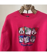Vintage 90s Embroidered Bugs Bunny Warner Bros Hot Pink Crew Neck Sweats... - €21,01 EUR