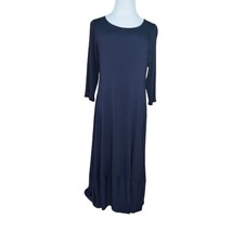 Eileen Fisher Stretch Jersey Knit Midi Dress Size Medium Long Sleeve Navy Blue - £34.59 GBP